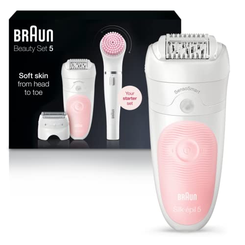 Braun SE5-895 Epilator, Hair Removal Device, Epilator for Women, Includes Shaver and Facial Cleansing Exfoliator Brush Attachments, Waterproof, Cordle - imagen 2