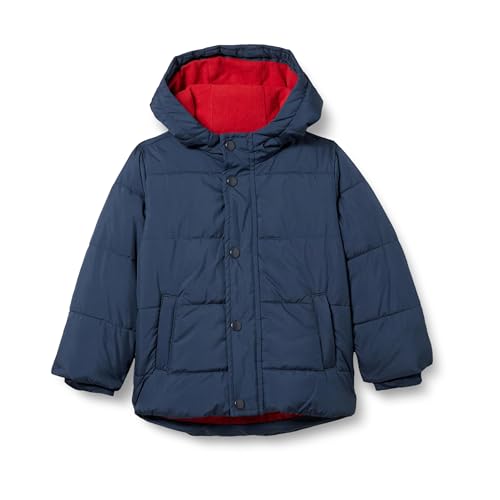 Essentials Boys' Heavyweight Hooded Puffer Jacket, Navy, Medium - imagen 1