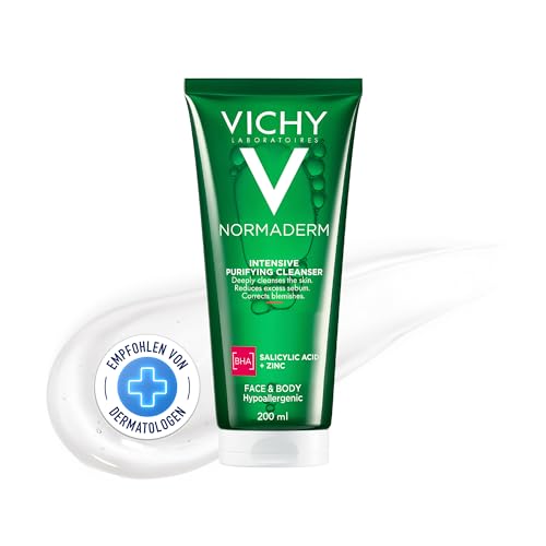 VICHY Normaderm Gel Limpiador Diario para Acné, 0.5% Ácido Salicílico, Para Piel Grasa, Elimina Exceso de Aceite y Poros Obstruidos, Sin Jabón ni - imagen 4