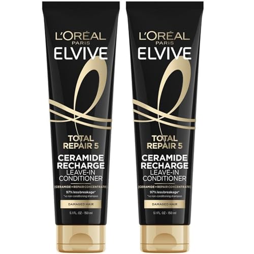 L'Oreal Paris Elvive Total Repair 5 Tratamiento Acondicionador Sin Enjuague con Proteína y Protector Térmico, 2 paquetes de 5.1 Onzas cada uno - imagen 4
