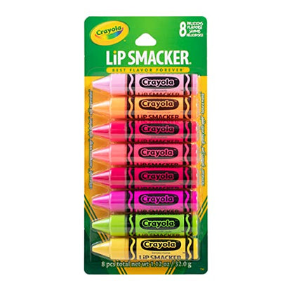Paquete de 8 bálsamos labiales Lip Smacker Crayola - Hidratantes de algodón de azúcar, naranja, sorbete, sandía, bayas, manzana, plátano - - imagen 4