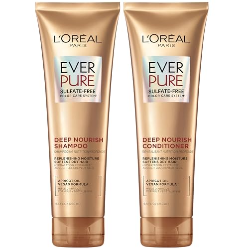 Champú y Acondicionador L'Oreal Paris Sin Sulfatos para Cabello Seco, Hidratación Triple con Aceite de Albaricoque, EverPure, 8.5 Fl Oz, Set de 2 - imagen 2