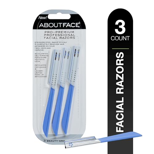 About Face Pro-Premium Cuchillas Faciales - 3 Herramientas de Belleza para Depilación, Afeitado, Exfoliación y Diseño de Cejas, Acero Inoxidable - imagen 1