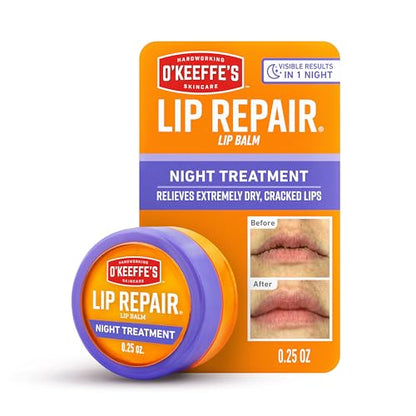 Bálsamo Labial O'Keeffe's Lip Repair Tratamiento Nocturno para Labios Secos y Agrietados - Tarro de 0.25 Onzas (1 Paquete) - Hidratante para Labios - imagen 1