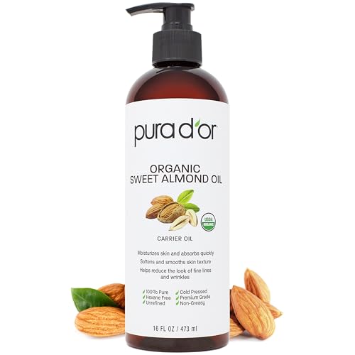 ACEITE DE ALMENDRA DULCE ORGÁNICO PURA D'OR (16 Oz) 100% Puro y Natural, Certificado USDA, Prensado en Frío, Hidratante para Cabello y Piel, Sin - imagen 4