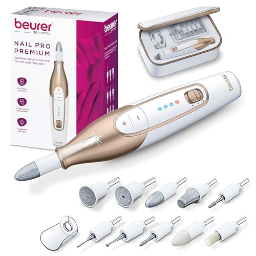 Kit de Lima de Uñas Beurer MP64, Lima de Uñas Eléctrica Inalámbrica con 10 Accesorios y Luz LED, Set de Manicura Eléctrico con Velocidad Ajustable, - imagen 1