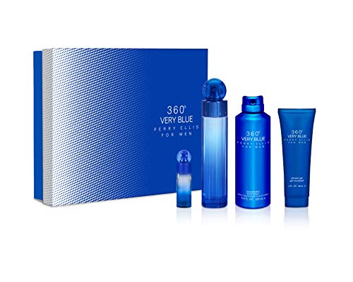 Perry Ellis 360 Very Blue 4 Pieces Gift Set for Men, (3.4 Ounce Eau de Toilette Spray + 6.8 Ounce Body Spray + 3.0 Ounce Shower Gel + 0.25 Ounce Eau d - imagen 4
