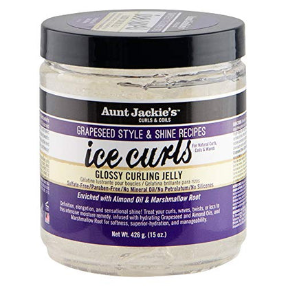 Gel para rizos brillantes Aunt Jackie's Grapeseed Style and Shine, hidrata y suaviza, facilita el estilo de ondas, rizos y coils, 15oz - imagen 2