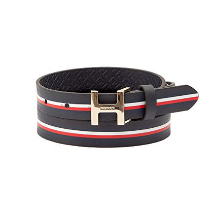 Cinturón de Cuero de Moda con Hebilla H de Monograma Tommy Hilfiger para Mujer, TH Navy, Mediano - imagen 1