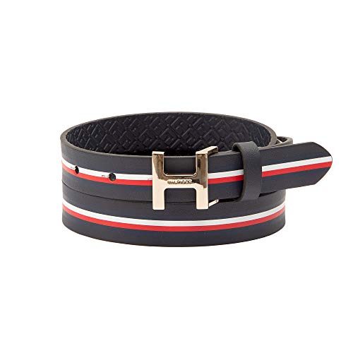 Cinturón de Cuero de Moda con Hebilla H de Monograma para Mujer Tommy Hilfiger, TH Navy, Mediano - imagen 2