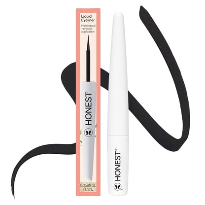 Eyeliner Líquido de Larga Duración Honest Beauty, a Prueba de Copos, Aplicación Precisa, Hipoalergénico, Vegano, Libre de Crueldad, Negro, 0.58 fl oz - imagen 2