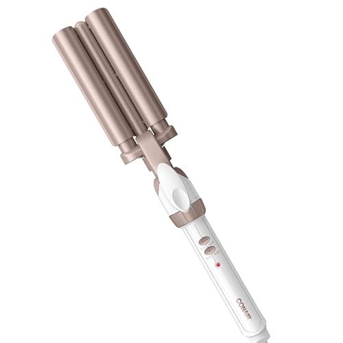Conair Plancha de Ondas de Cerámica Doble de 3 Barriles, Herramienta para Crear Ondas Profundas y Continuas, Rizador para Todo Tipo de Cabello, - imagen 1