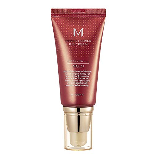 MISSHA M Perfect Cover BB Cream No.27 Honey Beige - Hidratante Tinte para el rostro con SPF 42 PA+++ - 1.69 Fl Oz - imagen 4