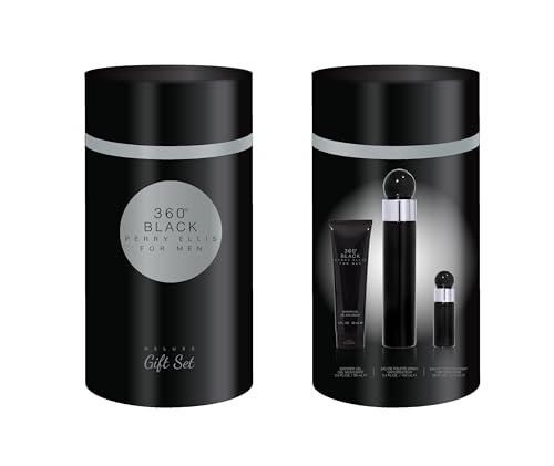 Set de Regalo Perry Ellis 360° Black para Hombre - Eau de Toilette 3.4 Fl Oz, Gel de Ducha 3 oz y Mini Spray de Viaje 0.25 Fl Oz - Fragancia Fresca y - imagen 4