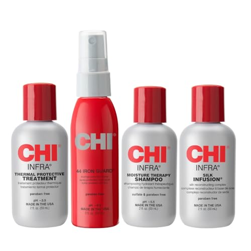 CHI Infra Kit Esencial, Incluye Champú Infra, 44 Iron Guard, Tratamiento y Silk Infusion, Libre de Sulfatos, Parabenos y Crueldad, 2 Oz (4 Productos) - imagen 1