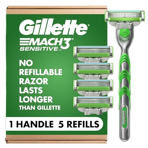 Gillette Mach3 Sensitive Maquinilla de Afeitar para Hombre, 1 Mango y 5 Recambios de Cuchillas, para Piel Sensible - imagen 3
