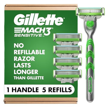 Gillette Mach3 Sensitive Maquinilla de Afeitar para Hombre, 1 Mango y 5 Recambios de Cuchillas, para Piel Sensible - imagen 3