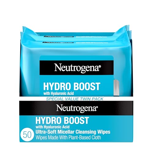 Toallitas Desmaquillantes Neutrogena Hydro Boost Ultra Suaves con Ácido Hialurónico, Hidratantes, 2 x 25 ct, Tela Plant-Based, Hipoalergénicas, - imagen 1