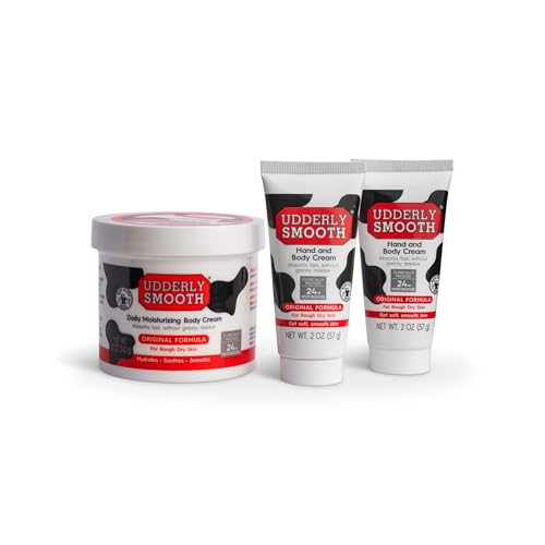 Paquete de Crema Hidratante Udderly Smooth para Manos (2 Oz) y Cuerpo (12 Oz), Hidratante Diario para Piel Seca o Irritada, Probado por Dermatólogos, - imagen 1