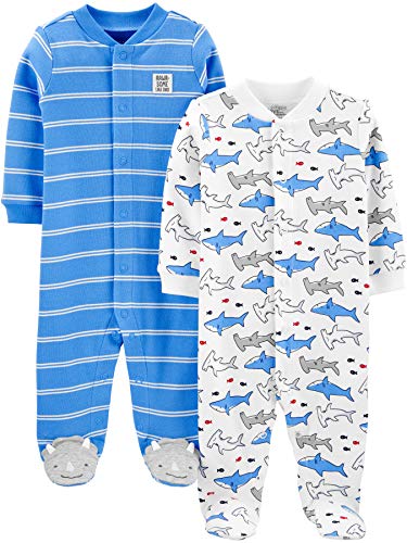 Simple Joys de Carter's Pantalones de Dormir y Jugar con Pies para Bebés Niños, Paquete de 2, Algodón - imagen 1