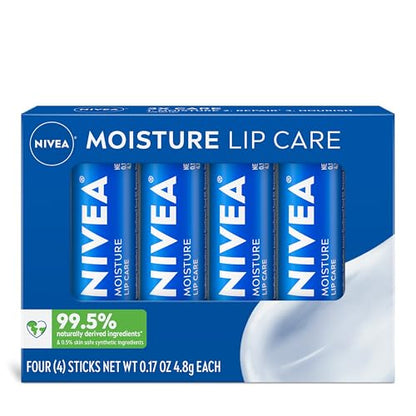 Bálsamo Labial Hidratante NIVEA Moisture con Manteca de Karité, Aceites Nutritivos y Vitaminas C y E, 3 en 1, 0.17 Oz, Paquete de 4 - imagen 2