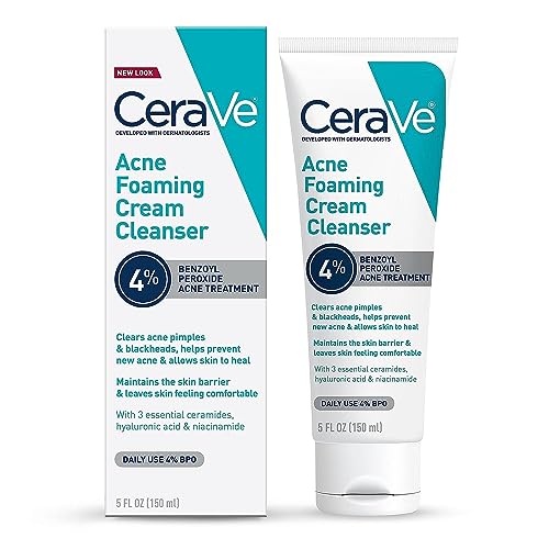 Limpiador Espumoso para Acné CeraVe, 4% Peróxido de Benzoilo, Jabón Facial con Ácido Hialurónico, Niacinamida y Ceramidas, Tratamiento Suave Diario - imagen 3
