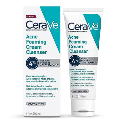 Limpiador Espumoso para Acné CeraVe, 4% Peróxido de Benzoilo, Jabón Facial con Ácido Hialurónico, Niacinamida y Ceramidas, Tratamiento Suave Diario - imagen 2