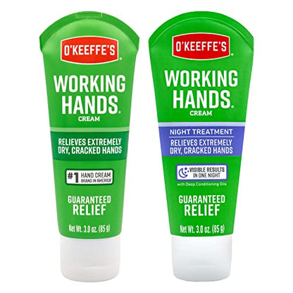 O'Keeffe's Crema de Manos Trabajadoras y Tratamiento Nocturno - Paquete de 2 Tubos de 3 oz - Cuidado Reparador para Manos Secas y Agrietadas - imagen 3