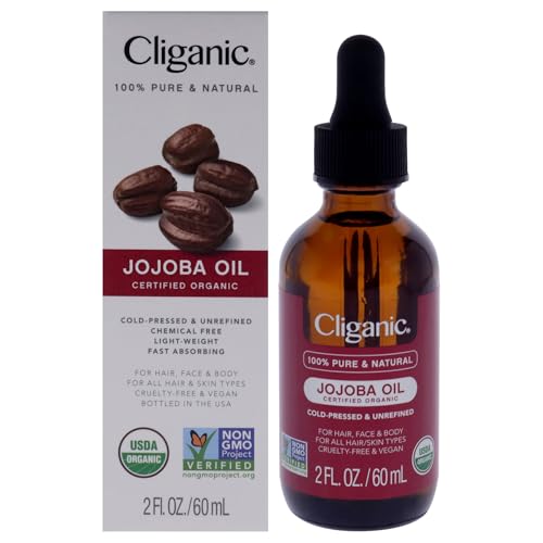 Aceite de Jojoba Orgánico Cliganic, 100% Puro (2oz) | Aceite Natural Prensado en Frío Sin Hexano para Cabello y Rostro | Aceite Base Portador - imagen 3