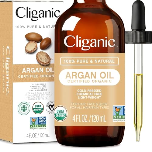 Aceite de Argán Orgánico Cliganic, 100% Puro | Para Cabello, Cara y Piel | Aceite Portador Natural Prensado en Frío, Importado de Marruecos - imagen 3