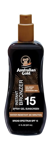 Gel Solar en Spray Australian Gold con Bronceador Instantáneo SPF 15, 8 Onzas | Hidratante y No Graso | Amplio Espectro | Resistente al Agua - imagen 3