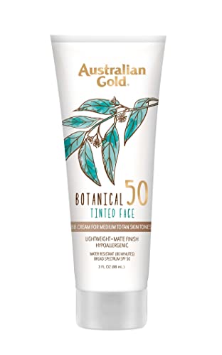 Protector Solar Mineral Tinte Australian Gold Botanical SPF 50 para la Cara, Crema BB No Química, Resistente al Agua, Acabado Mate, Piel Facial - imagen 1