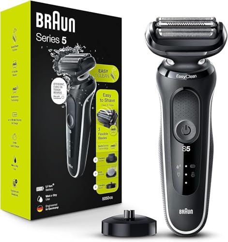 Braun Electric Razor for Men, Waterproof Foil Shaver, Series 5 5050cs, Wet & Dry Shave, with Beard Trimmer and Body Groomer, Rechargeable, Charging St - imagen 2