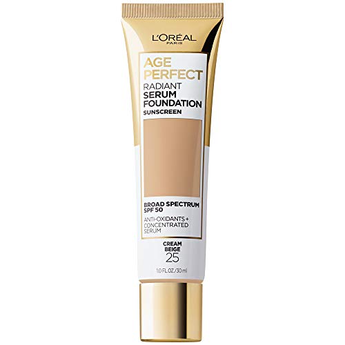 L'Oreal Paris Age Perfect Base de Maquillaje Serum Radiante con SPF 50, Beige Crema, 1 Onza - imagen 3