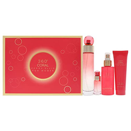 Set de Regalo Perry Ellis 360 Coral para Mujer: EDP Spray 3.4oz, Body Mist 4oz, Gel de Ducha 3oz, EDP Spray 0.25oz - 4 Piezas - imagen 3