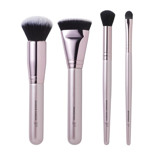 Kit de Brochas para Maquillaje e.l.f. Complexion Perfection, Set de 4 Piezas para Bases y Correctores, Vegano y Libre de Crueldad - imagen 1