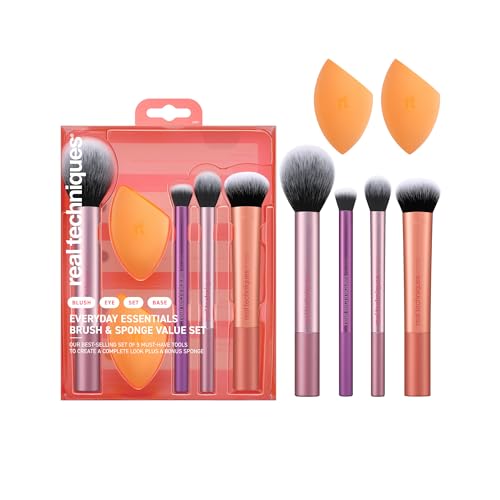 Set de Brochas de Maquillaje Real Techniques de 6 Piezas, Incluye 4 Brochas y 2 Esponjas, Para Base, Rubor, Bronceador, Contorno, Sombra y Polvo, Set - imagen 1