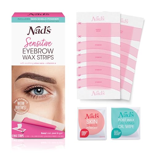 Cera para Cejas Nad's - Kit de Depilación Facial para Mujeres con 6 Tiras de Cera para Cejas + 6 Toallitas de Aceite Calmante + 2g de Polvo - imagen 3