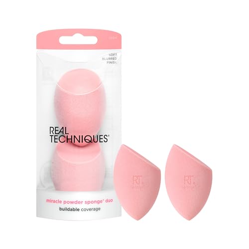 Esponja de Maquillaje Real Techniques Miracle Powder, Esponja para Mezclar Productos en Polvo, Acabado Natural & Piel Nublada, 2 Piezas - imagen 2