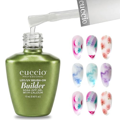 Gel Constructor Cuccio Brush on con Calcio - 13ml, Transparente - Esmalte de Uñas Gel LED/UV de Larga Duración - Extra Fuerte, Fácil de Retirar - imagen 1