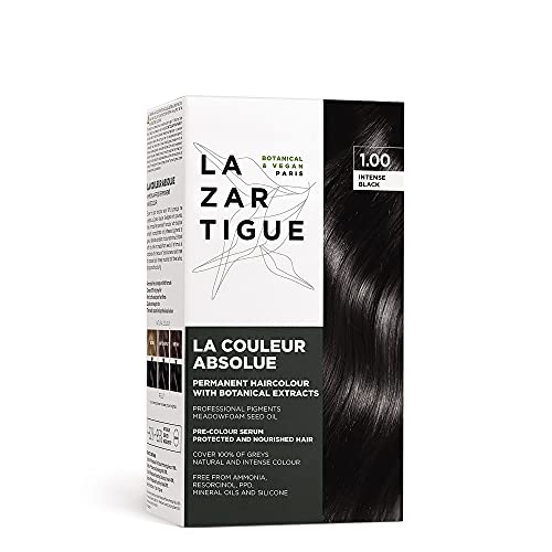 Lazartigue La Couleur Absolue 1.00 Negro Intenso, Tinte Capilar Permanente con Extractos Botánicos, Color y Brillo Nutrientes, Libre de Amoníaco y - imagen 1