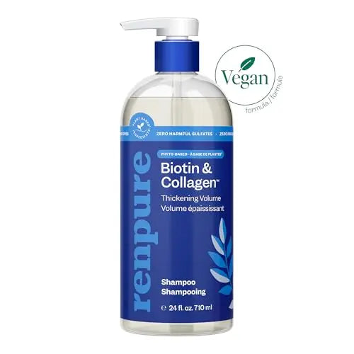 Champú Vegano Voluminizador Renpure a Base de Plantas con Biotina y Colágeno, 24 fl oz, Libre de Parabenos, Fórmula Suave, Botella Recyclable - imagen 1