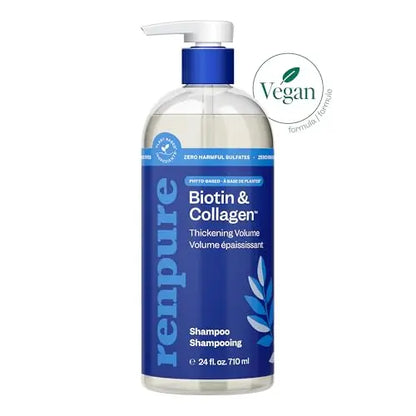 Champú Vegano Voluminizador Renpure a Base de Plantas con Biotina y Colágeno, 24 fl oz, Libre de Parabenos, Fórmula Suave, Botella Recyclable - imagen 1