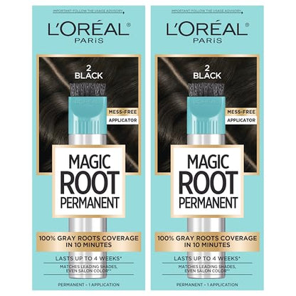 L'Oréal Paris Magic Root Kit de Coloración Permanente para Cabello, Cobertura 100% de Canas, 2 Negro, 2 Unidades, 10 Minutos - imagen 1