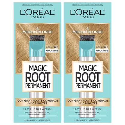 L'Oréal Paris Magic Root Kit de Coloración Permanente para Cabello, 8 Rubio Medio, Cobertura del 100% de Canas, 2 Unidades, 10 Minutos - imagen 4