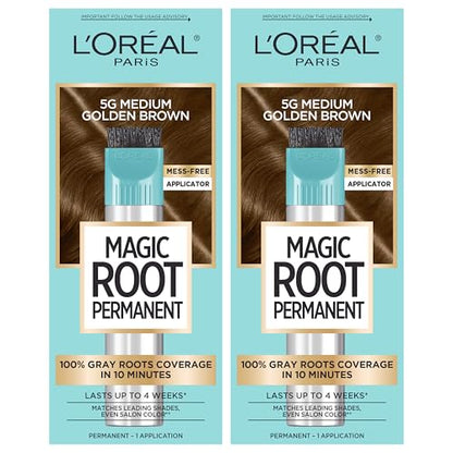 L’Oréal Paris Magic Root Kit de Coloración Permanente para Raíces, Cobertura 100% de Canas, 5G Marrón Dorado Medio, 2 Piezas - imagen 4