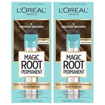 L'Oréal Paris Magic Root Kit de Coloración Permanente para el Cabello, 5 Castaño Medio, Cobertura 100% de Canas, 2 Unidades, 10 Minutos - imagen 3