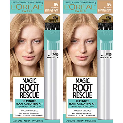 Kit de Coloración Permanente para Raíces L'Oreal Paris Magic Root Rescue de 10 Minutos, Aplicador de Precisión, Cobertura 100% de Canas, 8G Rubio - imagen 4