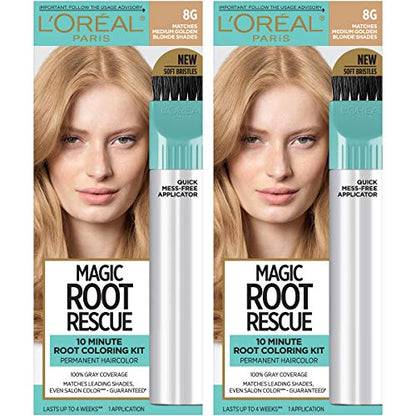 Kit de Coloración Permanente para Raíces L'Oreal Paris Magic Root Rescue de 10 Minutos, Aplicador de Precisión, Cobertura 100% de Canas, 8G Rubio - imagen 4