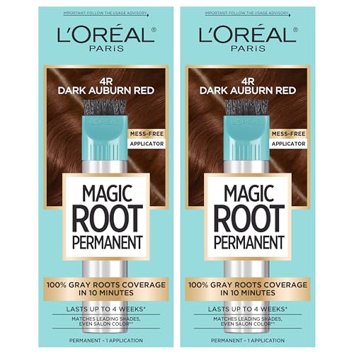 L’Oréal Paris Magic Root Kit de Coloración Permanente para el Cabello, 4R Castaño Rojo Oscuro, Cobertura 100% de Canas, 2 Unidades, 10 Minutos - imagen 1
